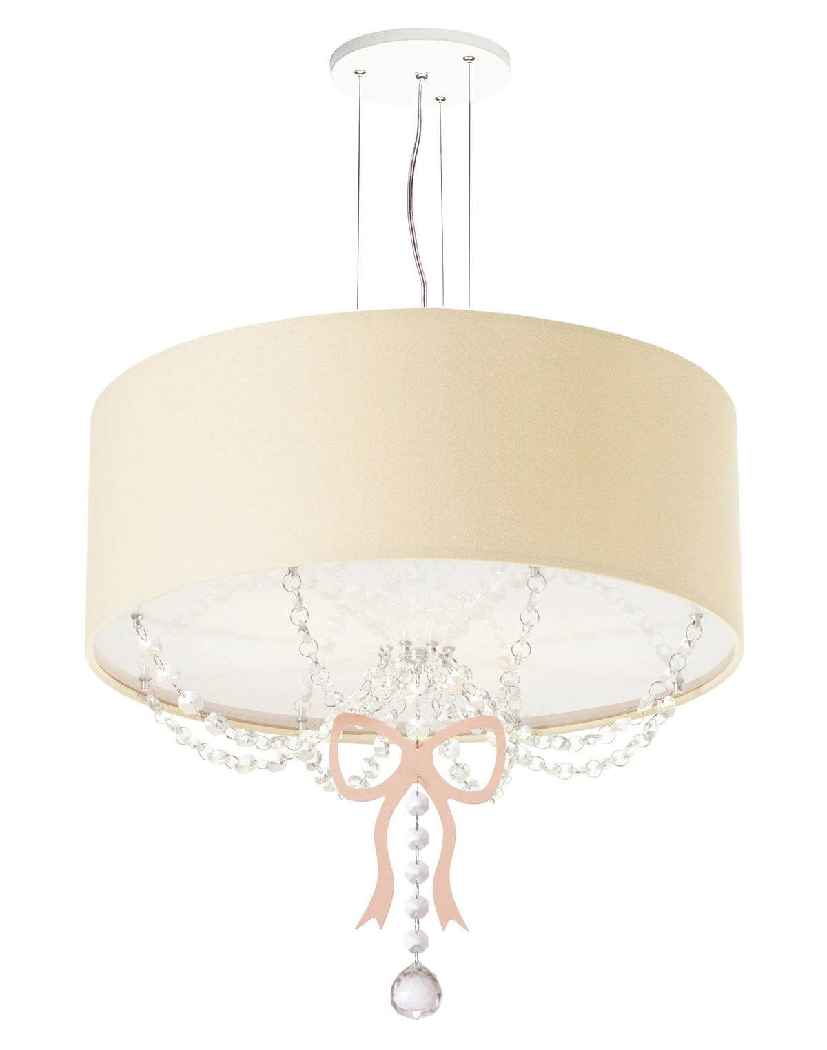 Lustre Pendente Infantil Laço Cúpula Rosa 40X15 2E27