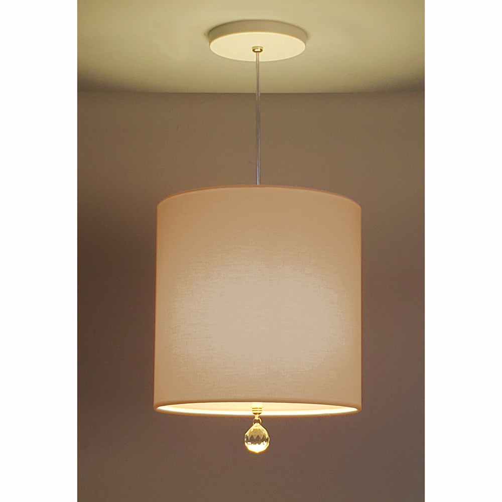 Luminária Pendente Lili Com Cristal Cúpula Rosa 25x25 1E27
