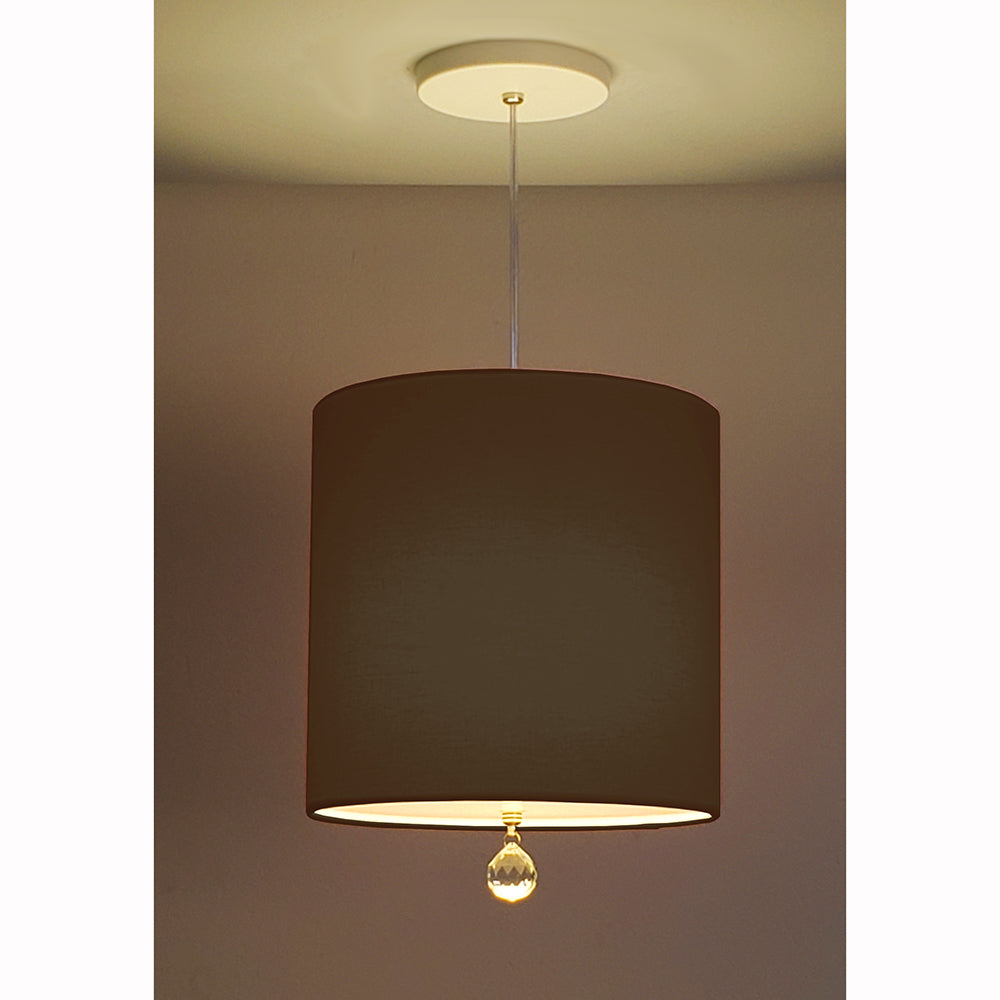 Luminária Pendente Lili Com Cristal Cúpula Rosa 25x25 1E27