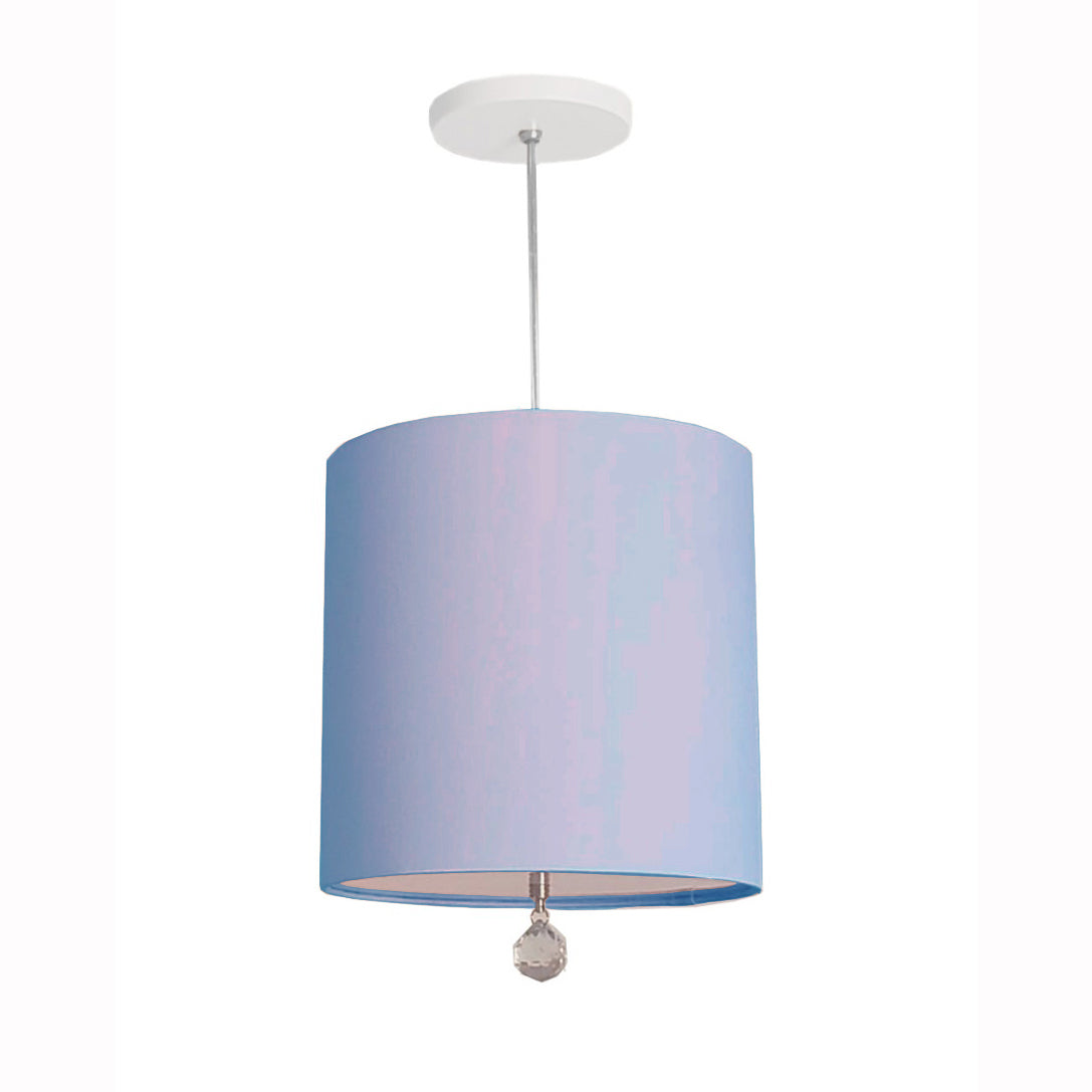 Luminária Pendente Lili Com Cristal Cúpula Rosa 25x25 1E27