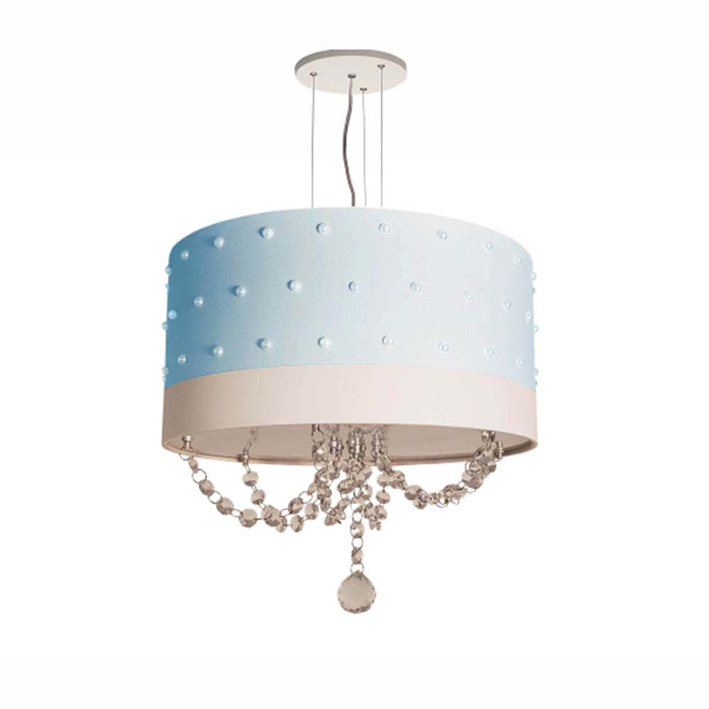Lustre Pendente Infantil Pérolas com Cristal 30X15 Rosa