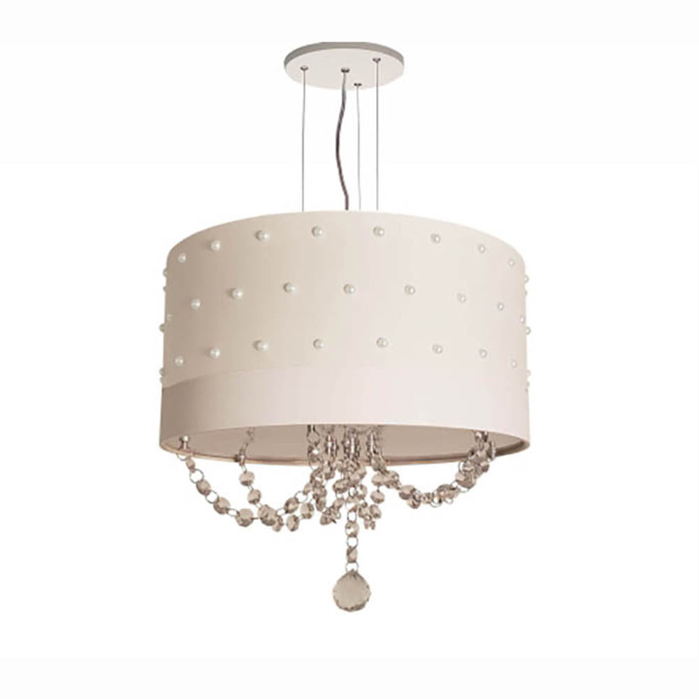 Lustre Pendente Infantil Pérolas com Cristal 30X15 Rosa