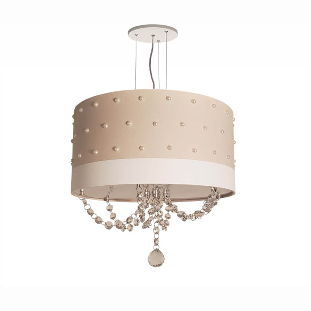 Lustre Pendente Infantil Pérolas com Cristal 30X15 Rosa