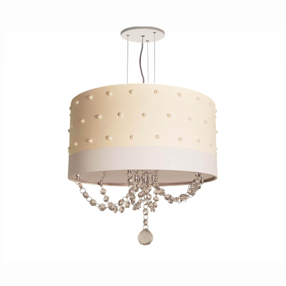 Lustre Pendente Infantil Pérolas com Cristal 30X15 Rosa