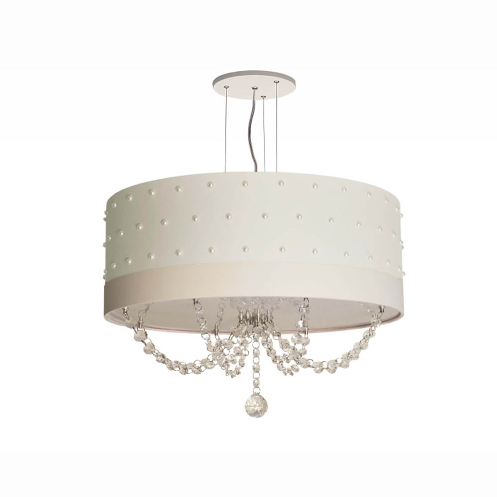 Lustre Infantil Pendente Pérolas 40X15 Rosa