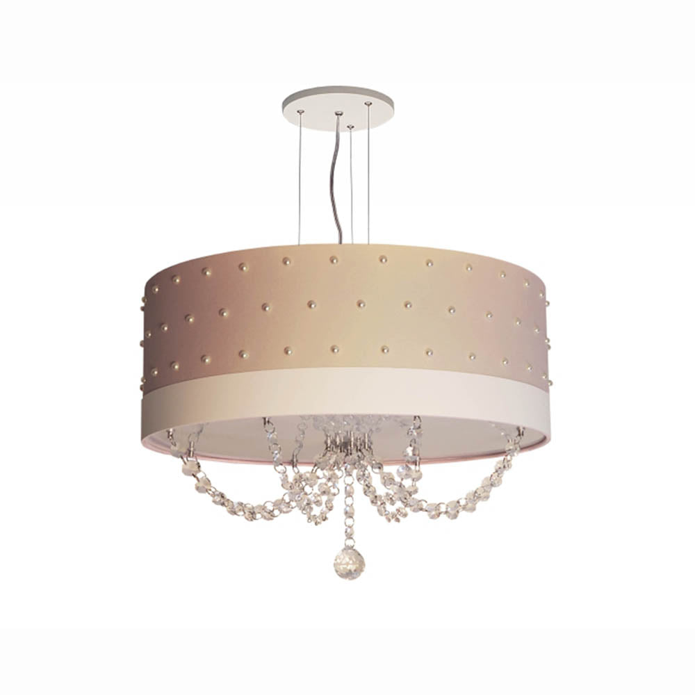 Lustre Infantil Pendente Pérolas 40X15 Rosa