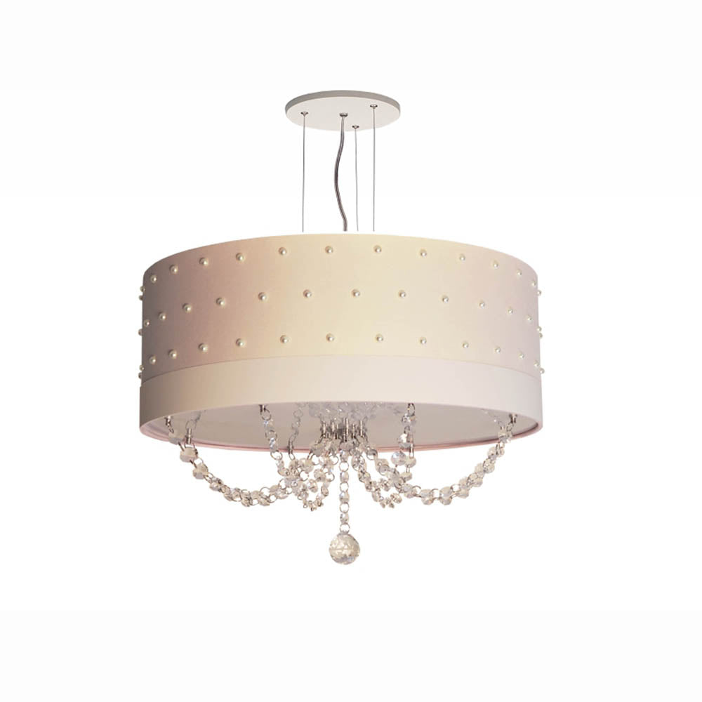 Lustre Infantil Pendente Pérolas 40X15 Rosa