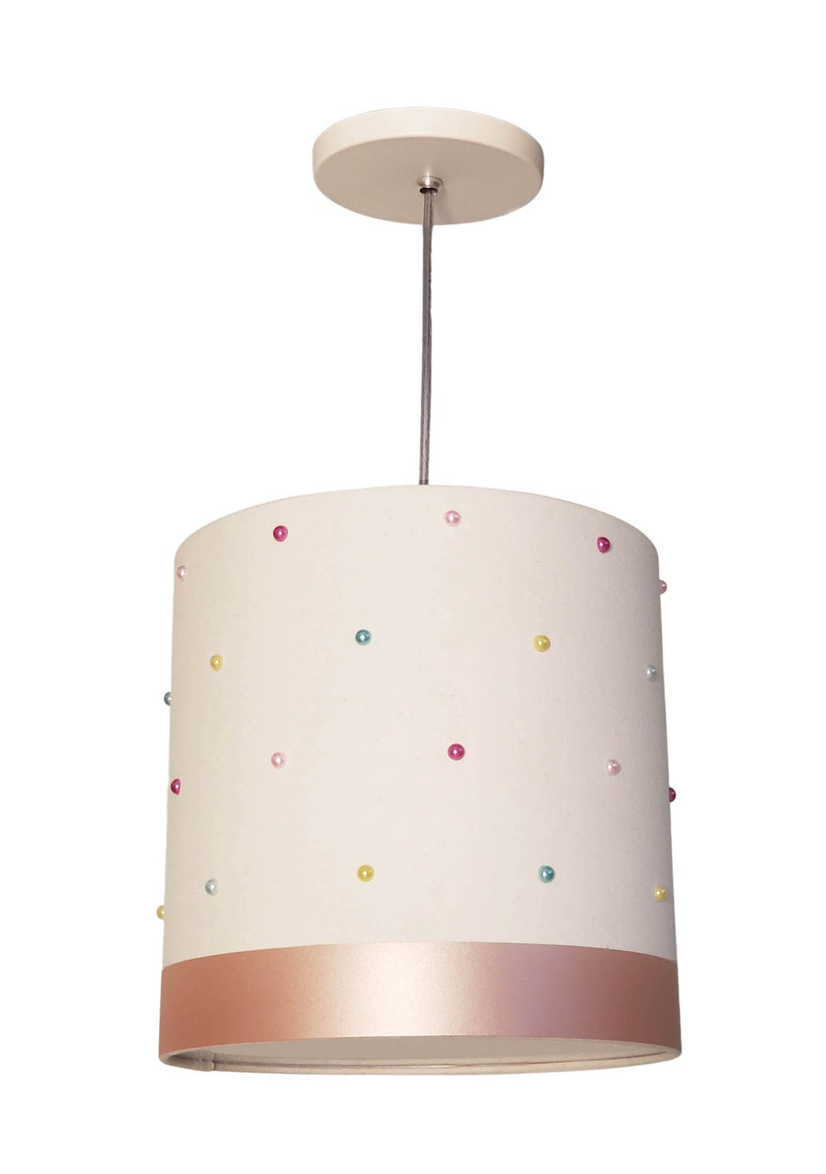 Lustre Pendente Infantil Pérolas Coloridas - 25X25 Crú