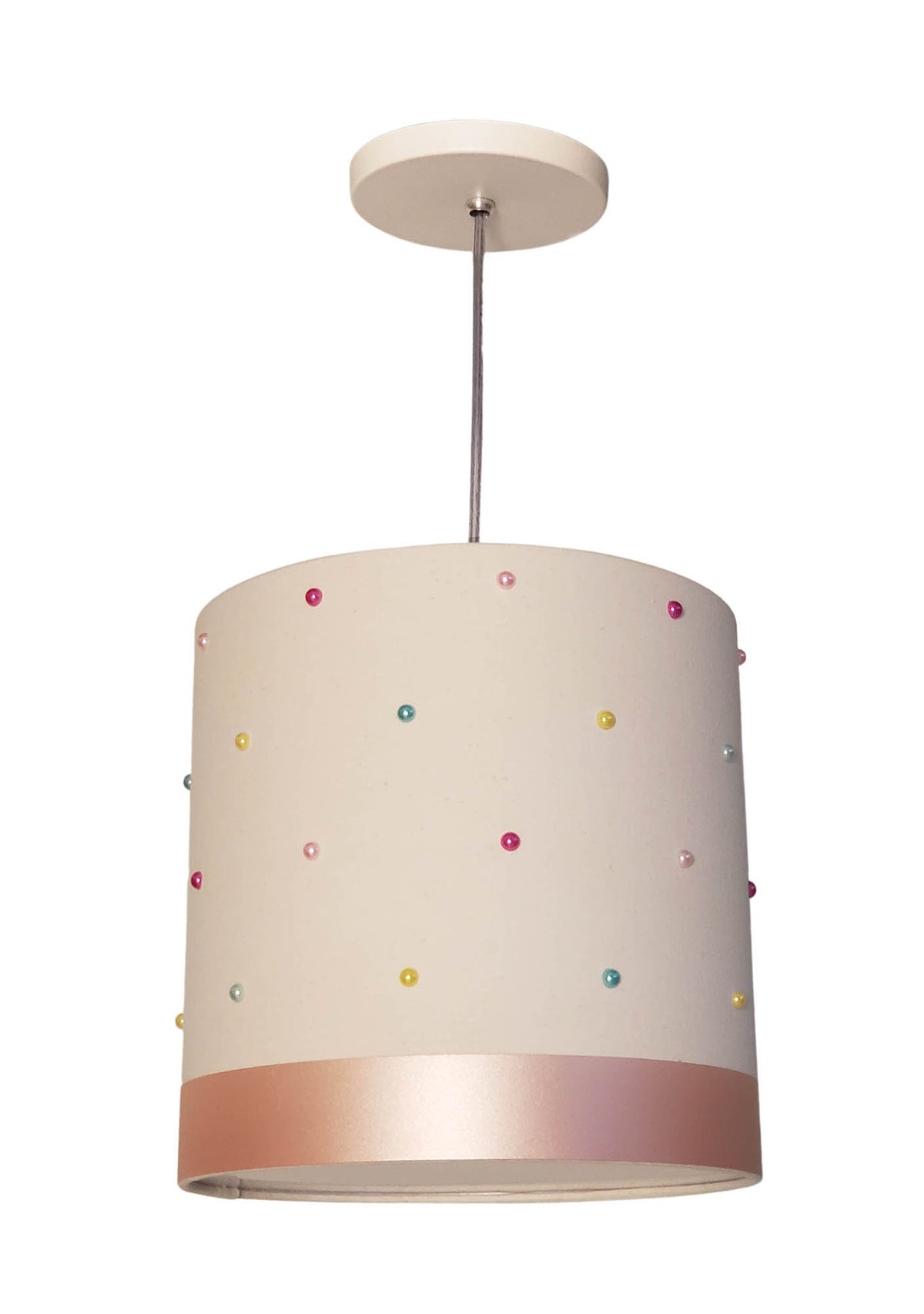 Lustre Pendente Infantil Pérolas Coloridas - 25X25 Crú