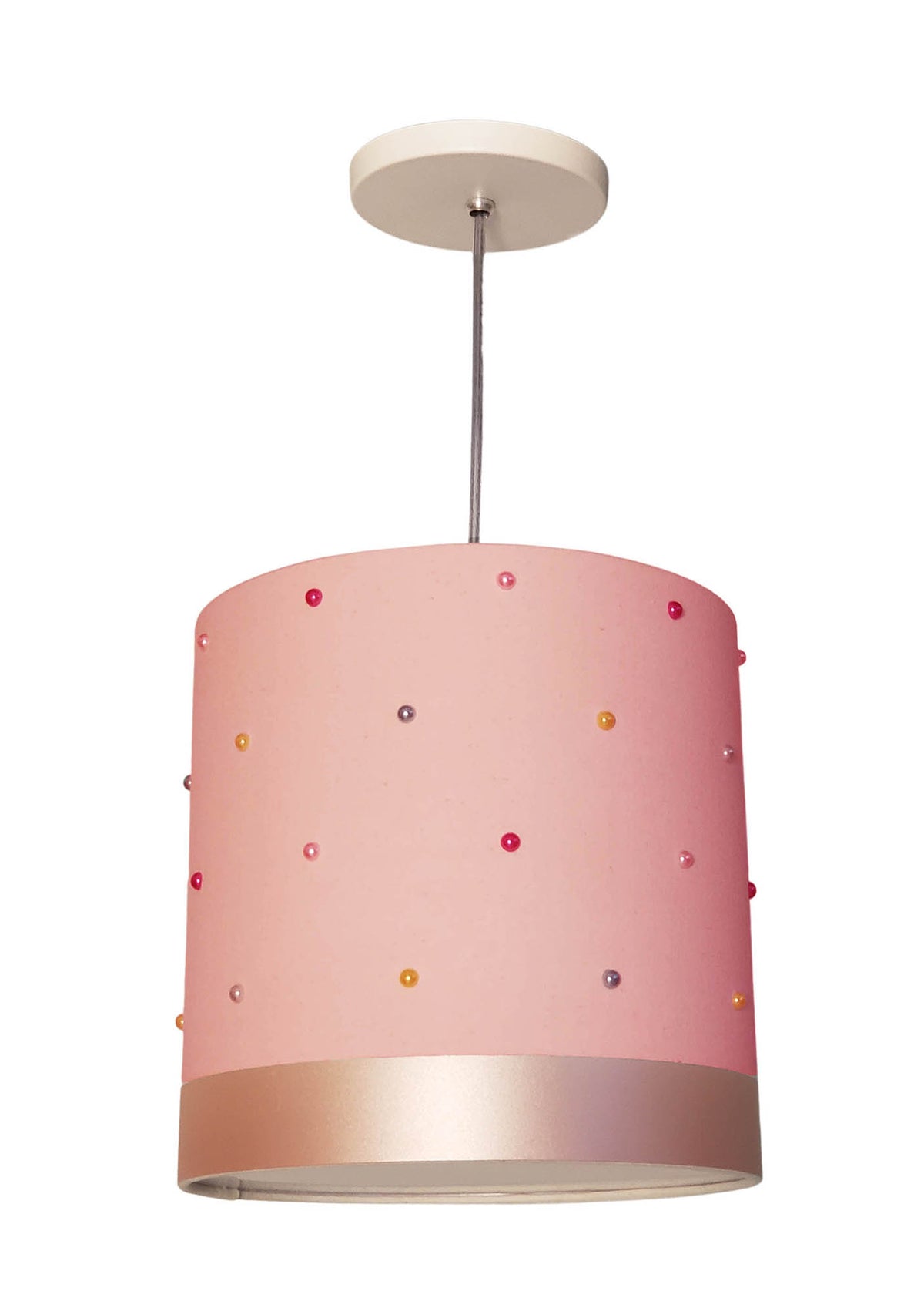 Lustre Pendente Infantil Pérolas Coloridas - 25X25 Crú