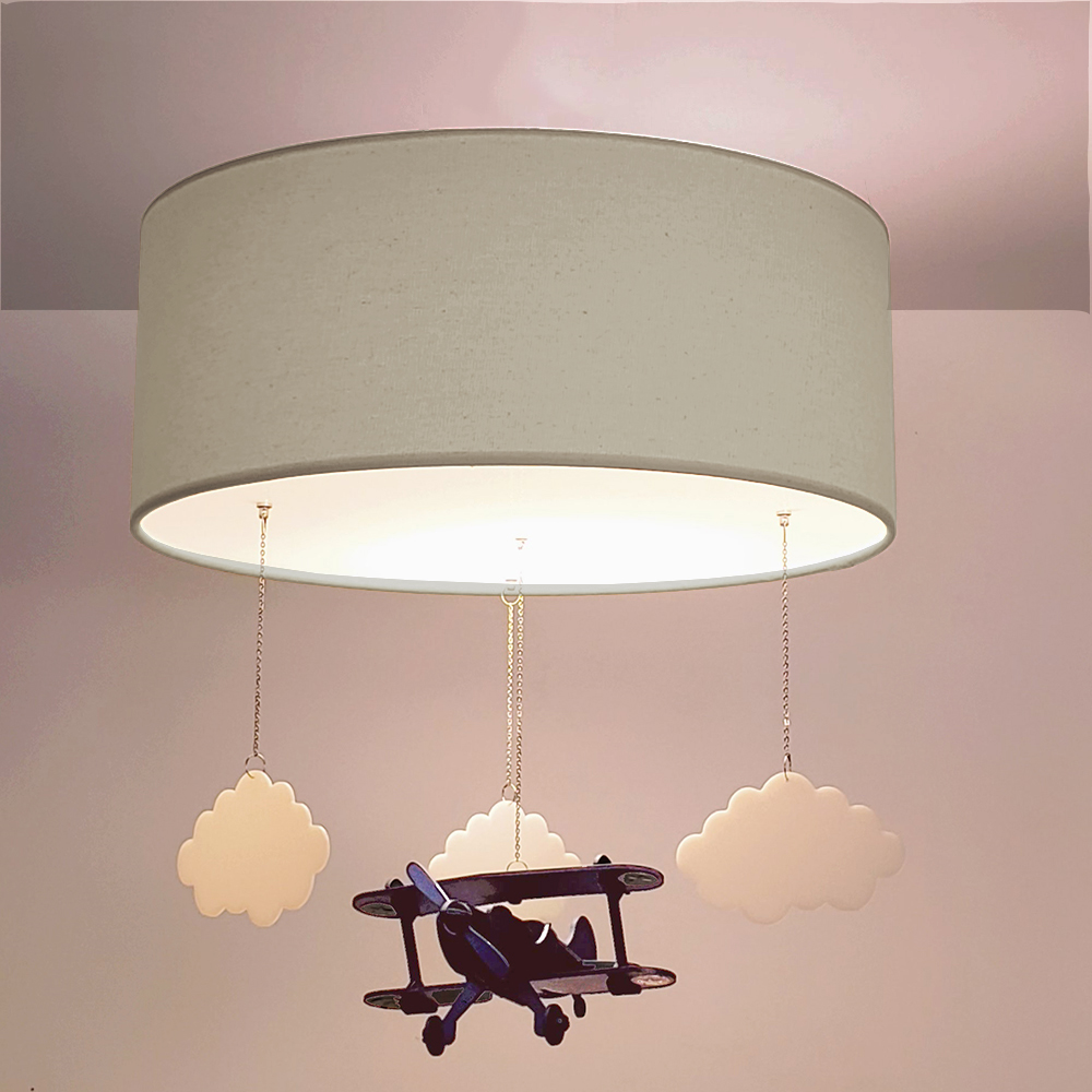 Luminária de Teto Plafon Infantil Avião 40cm