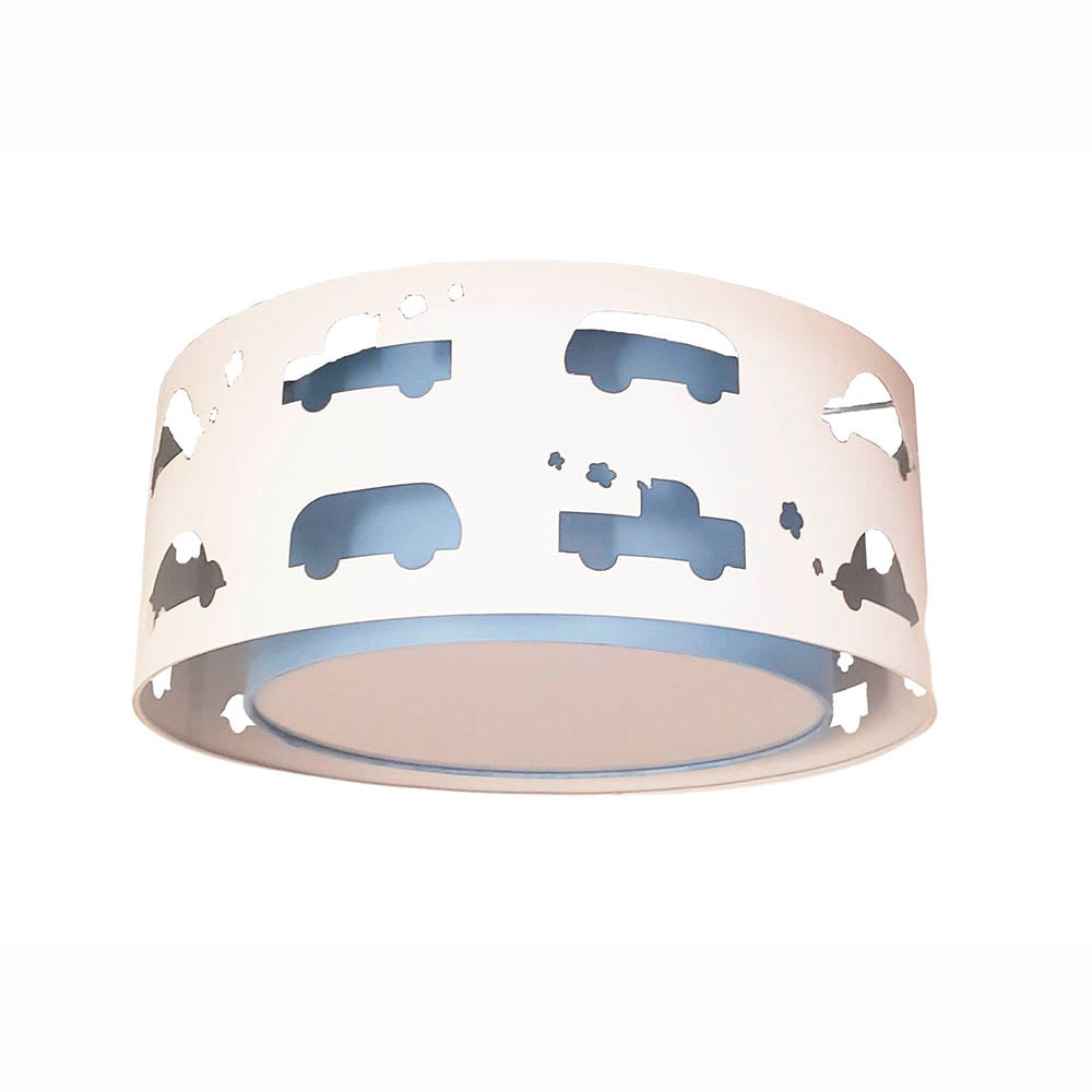 Luminária Infantil Plafon Carrinhos Azul bebê 40x16