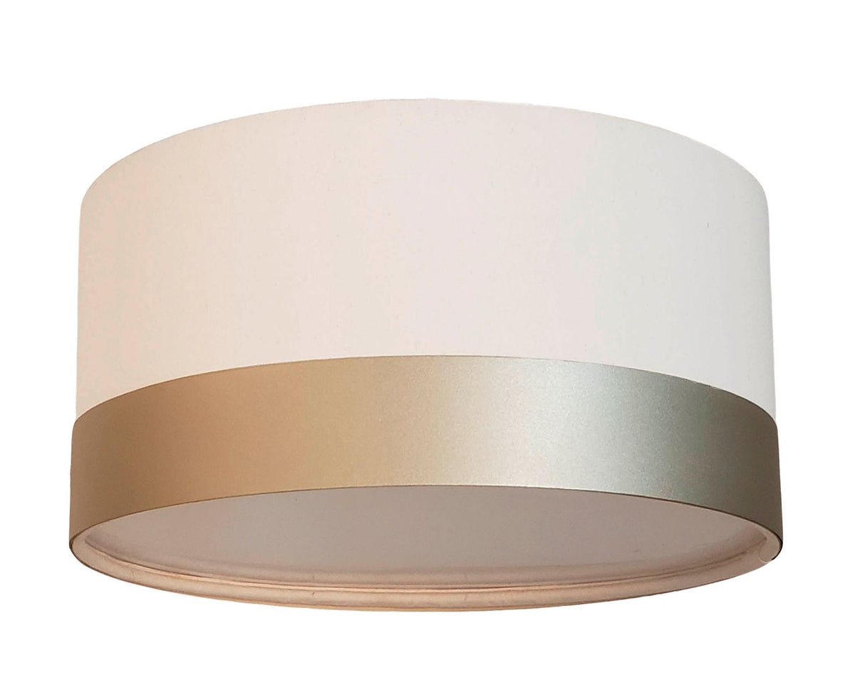 Luminária Plafon Cúpula Crú com Detalhe Bronze 30x15