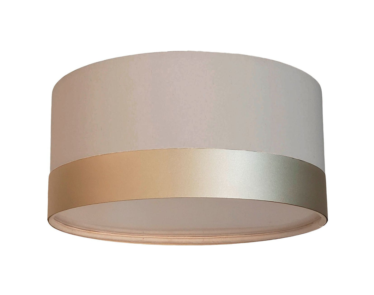 Luminária Plafon Cúpula Crú com Detalhe Bronze 30x15