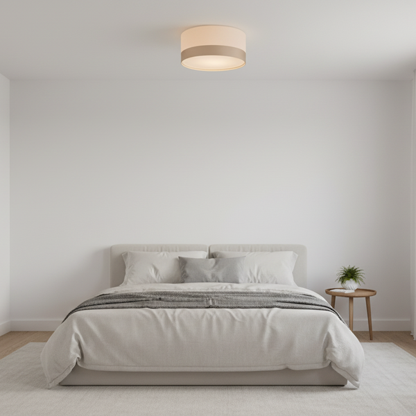 Luminária Plafon Cúpula Crú com Detalhe Bronze 30x15