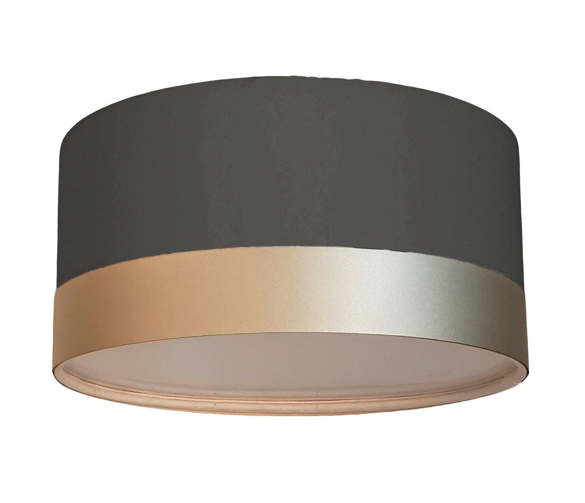 Luminária Plafon Cúpula Crú com Detalhe Bronze 30x15