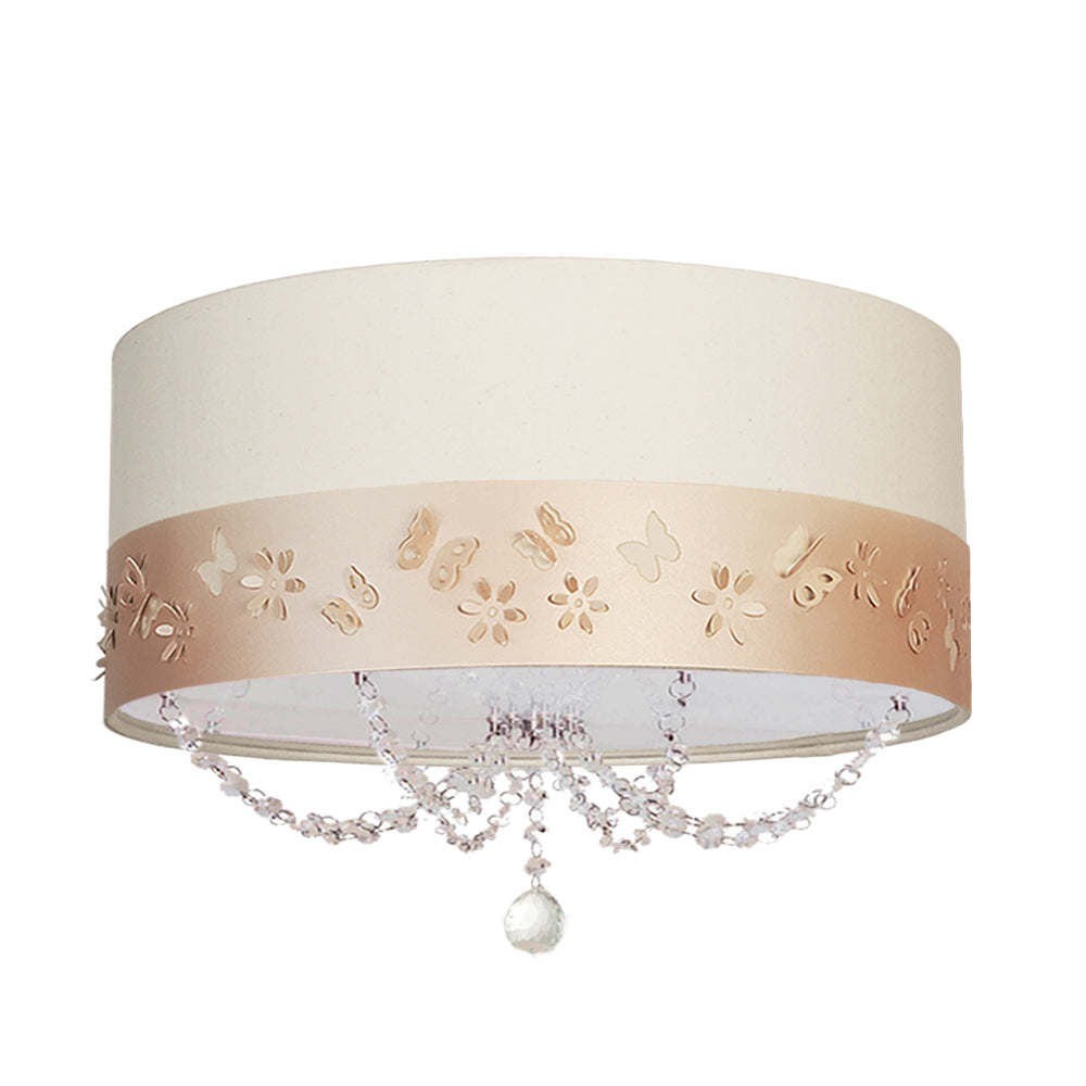 Luminária Infantil Plafon Faixa flores e Borboletas Rosa 50