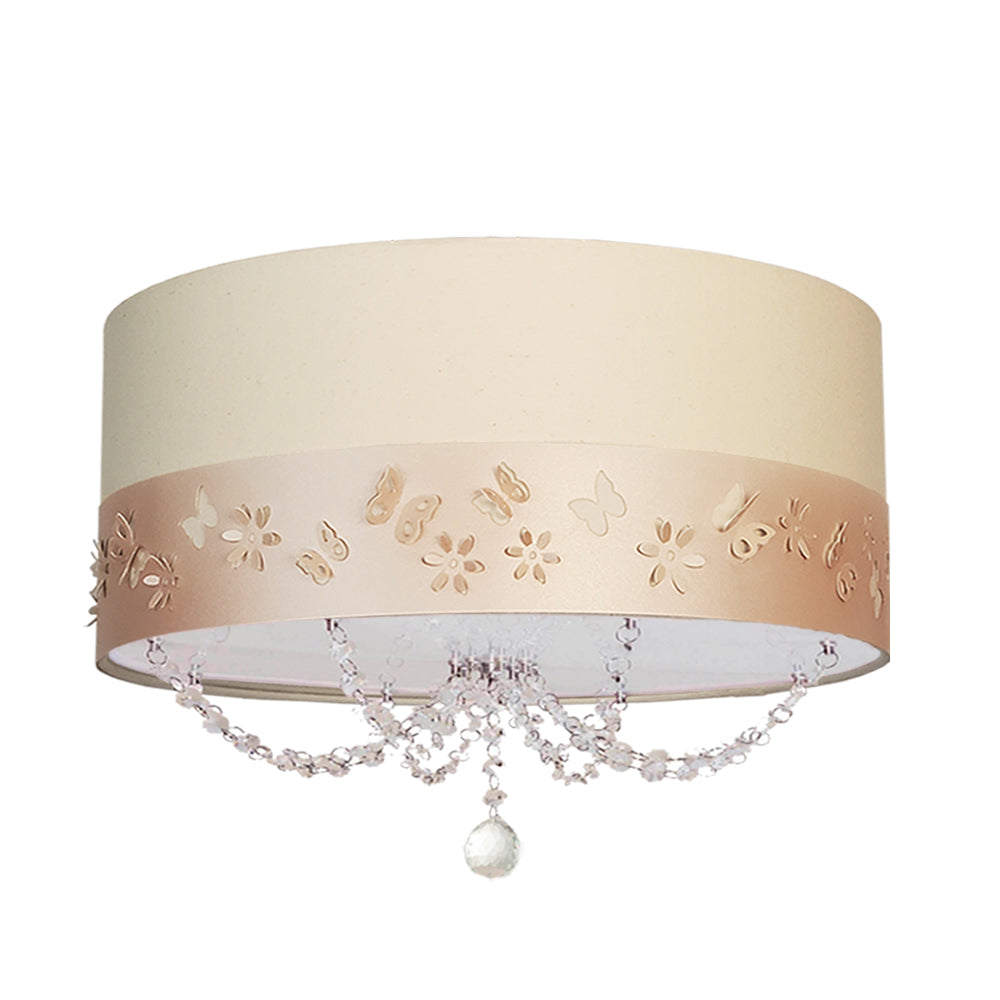 Luminária Infantil Plafon Faixa flores e Borboletas Rosa 50