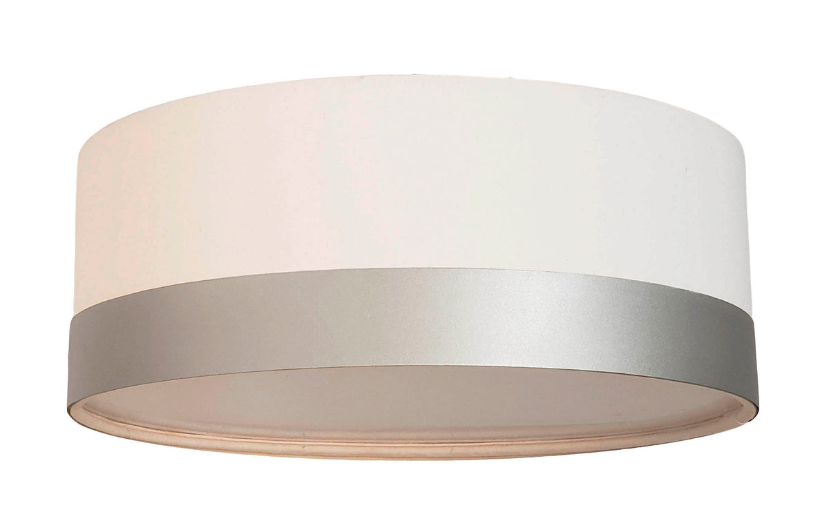 Luminária Plafon Cúpula Cinza com Detalhe Prata 30x15