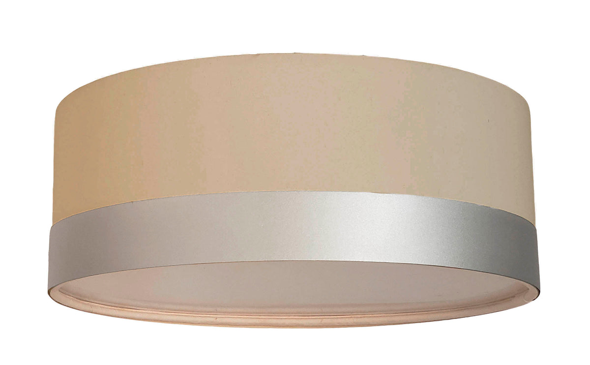 Luminária Plafon Cúpula Cinza com Detalhe Prata 30x15