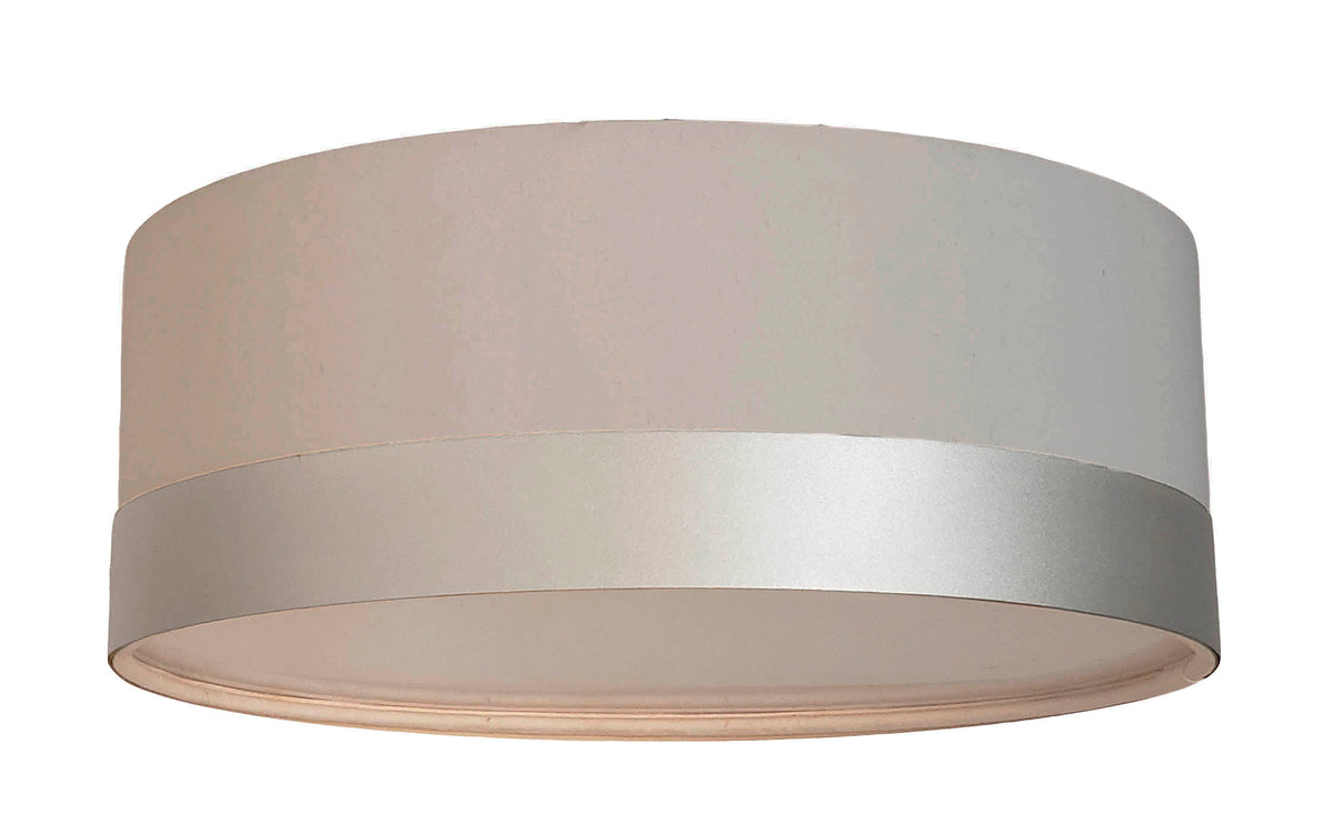 Luminária Plafon Cúpula Cinza com Detalhe Prata 30x15