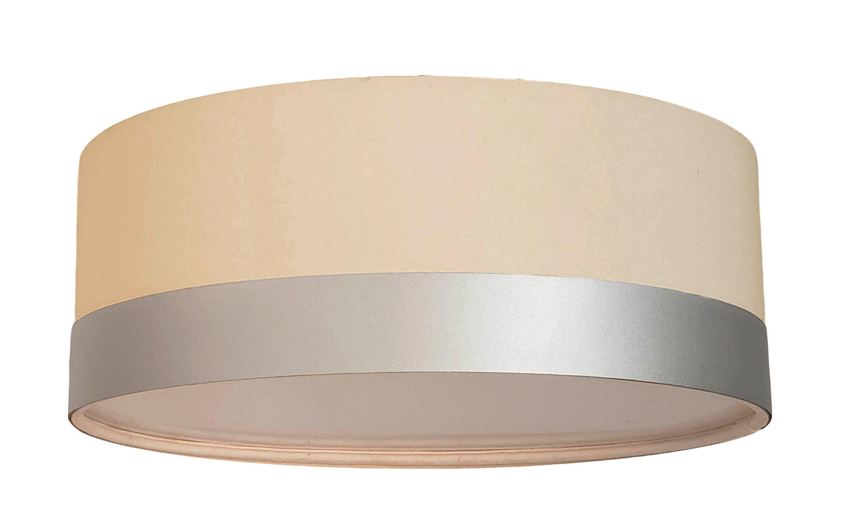 Luminária Plafon Cúpula Cinza com Detalhe Prata 30x15