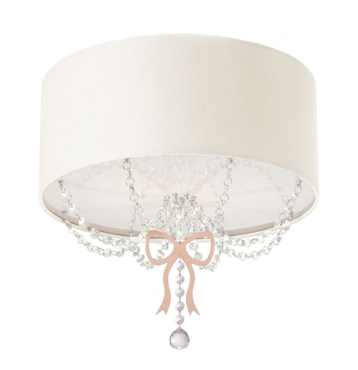 Luminária Plafon Infantil Laço Cúpula Rosa 30X15 2E27