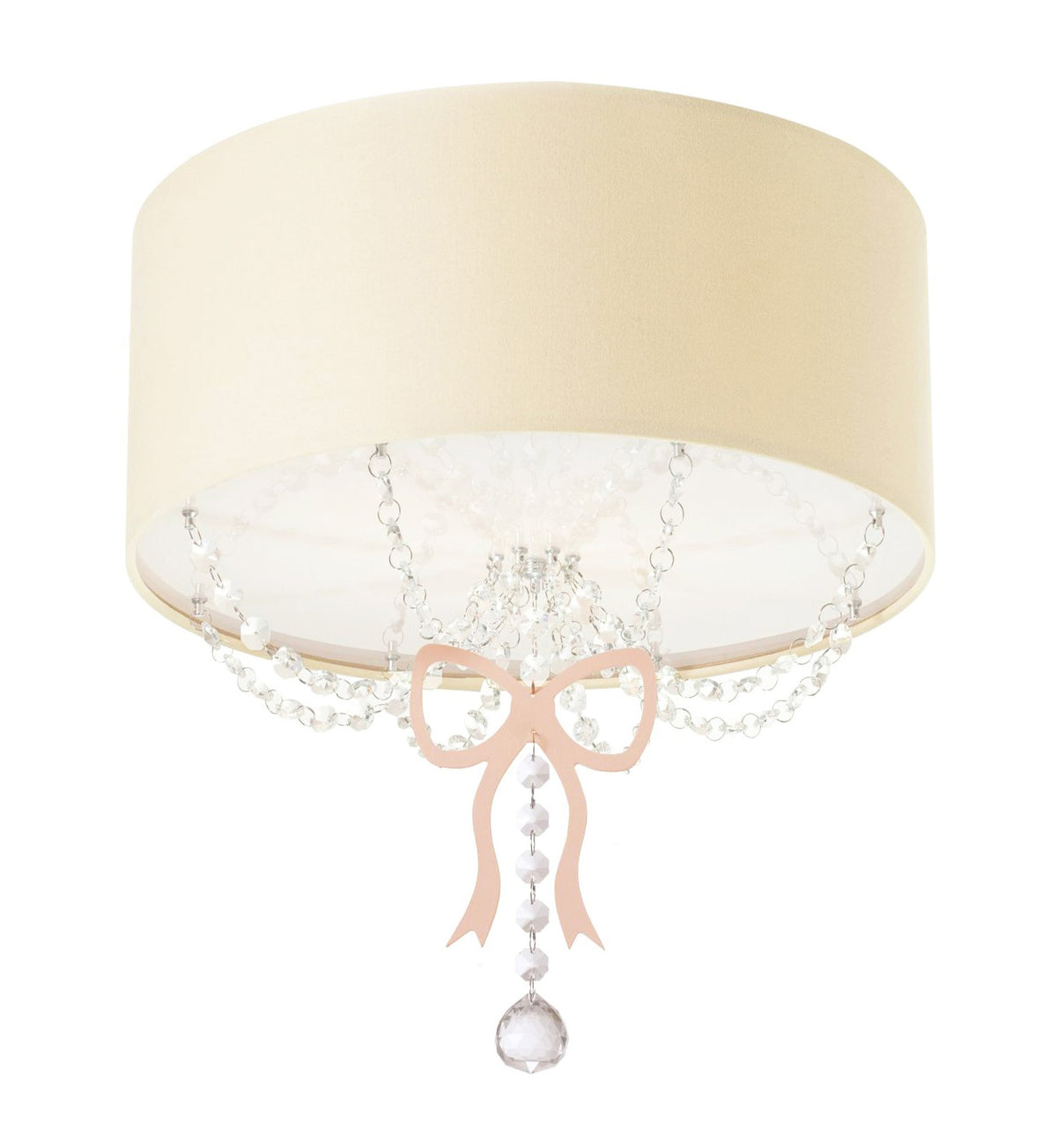 Luminária Plafon Infantil Laço Cúpula Rosa 30X15 2E27