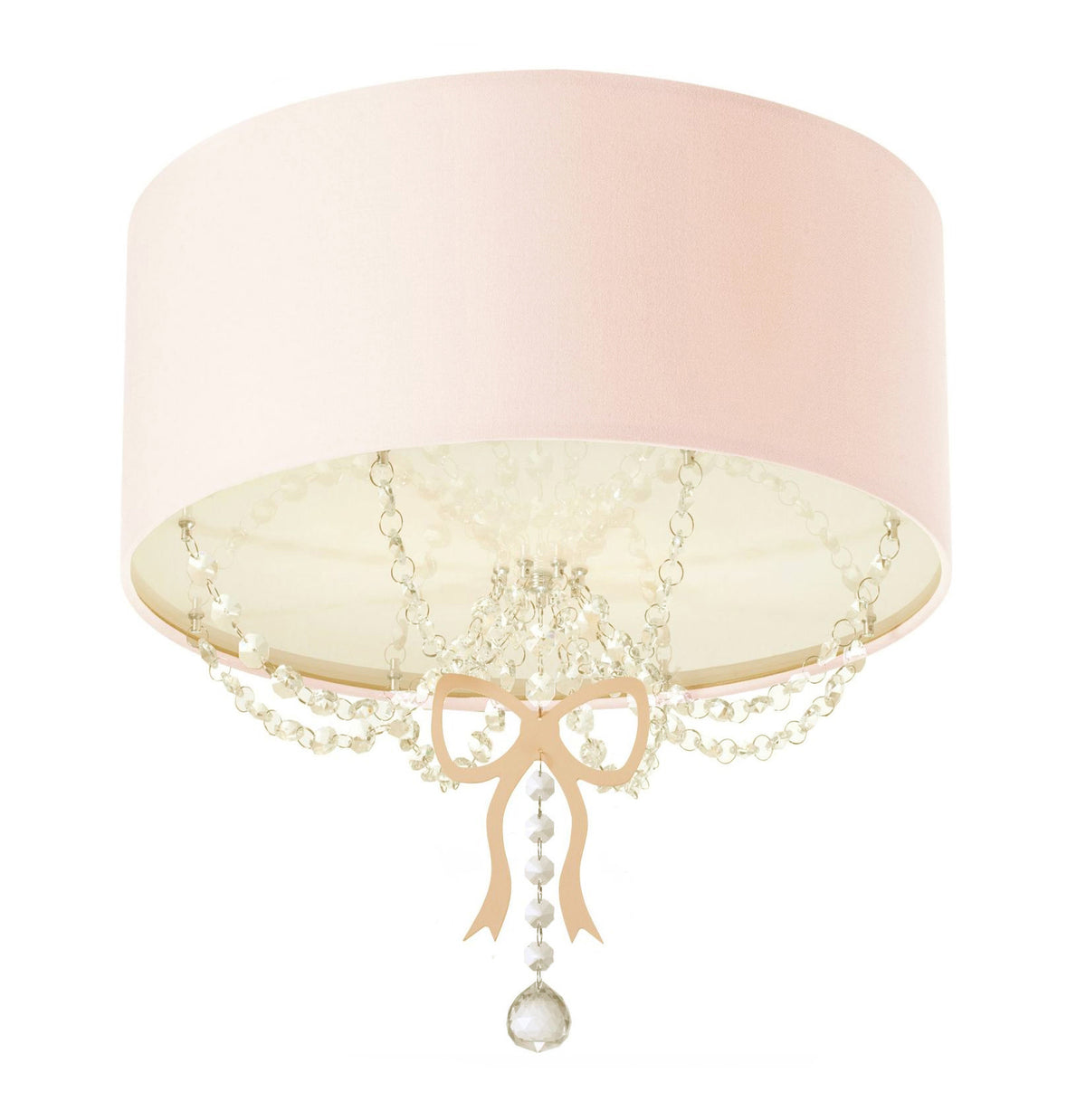 Luminária Plafon Infantil Laço Cúpula Rosa 30X15 2E27
