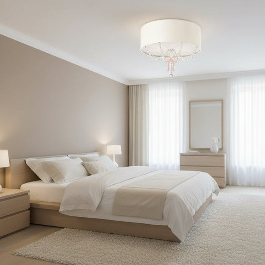 Luminária Plafon Infantil Laço Cúpula Rosa 40X15 2E27