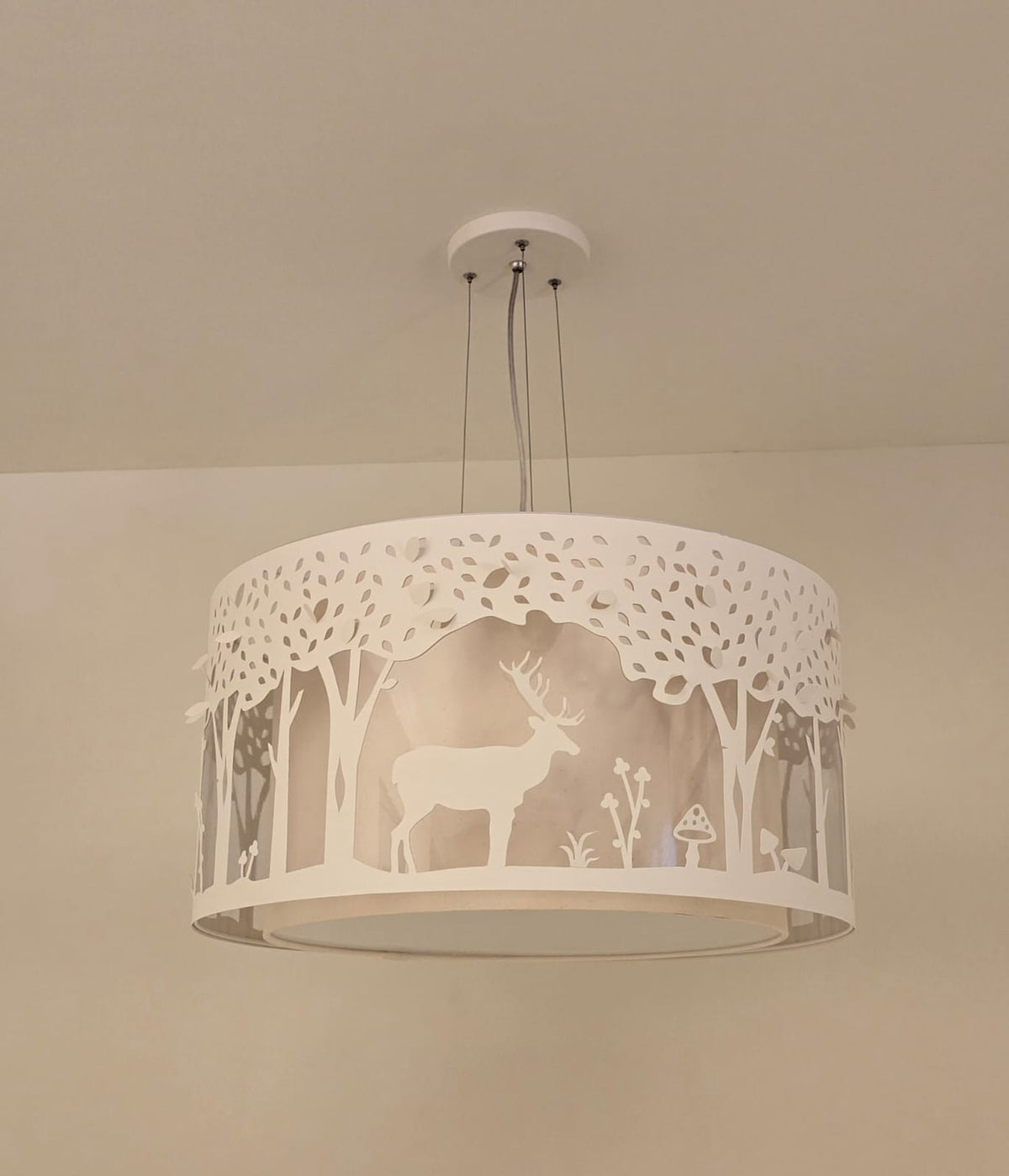 Luminária de Teto Pendente Cúpula Dupla Bosque Encantado 50x25