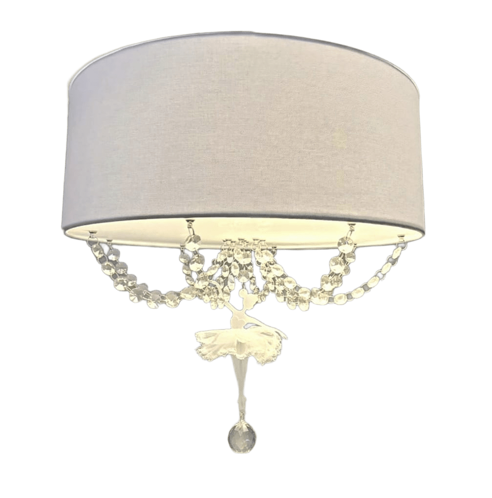 Plafon Bailarina Rosa 30x15 Com Cristal 2 Em 1
