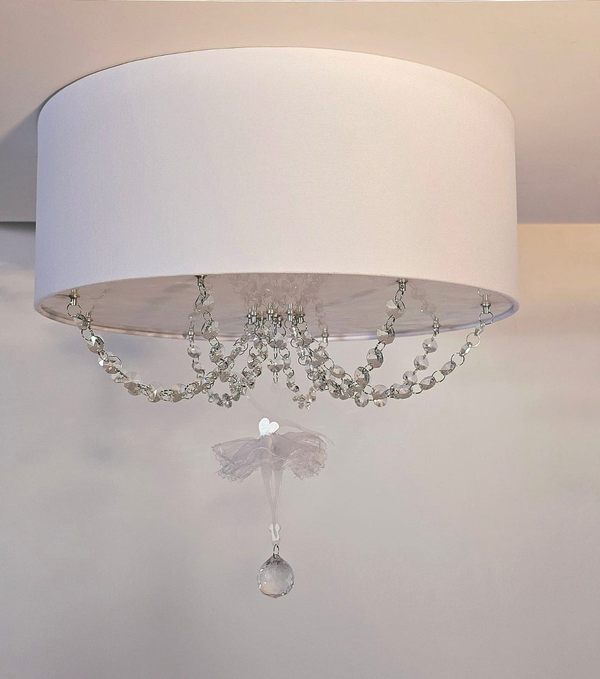 Plafon Bailarina Rosa 30x15 Com Cristal 2 Em 1