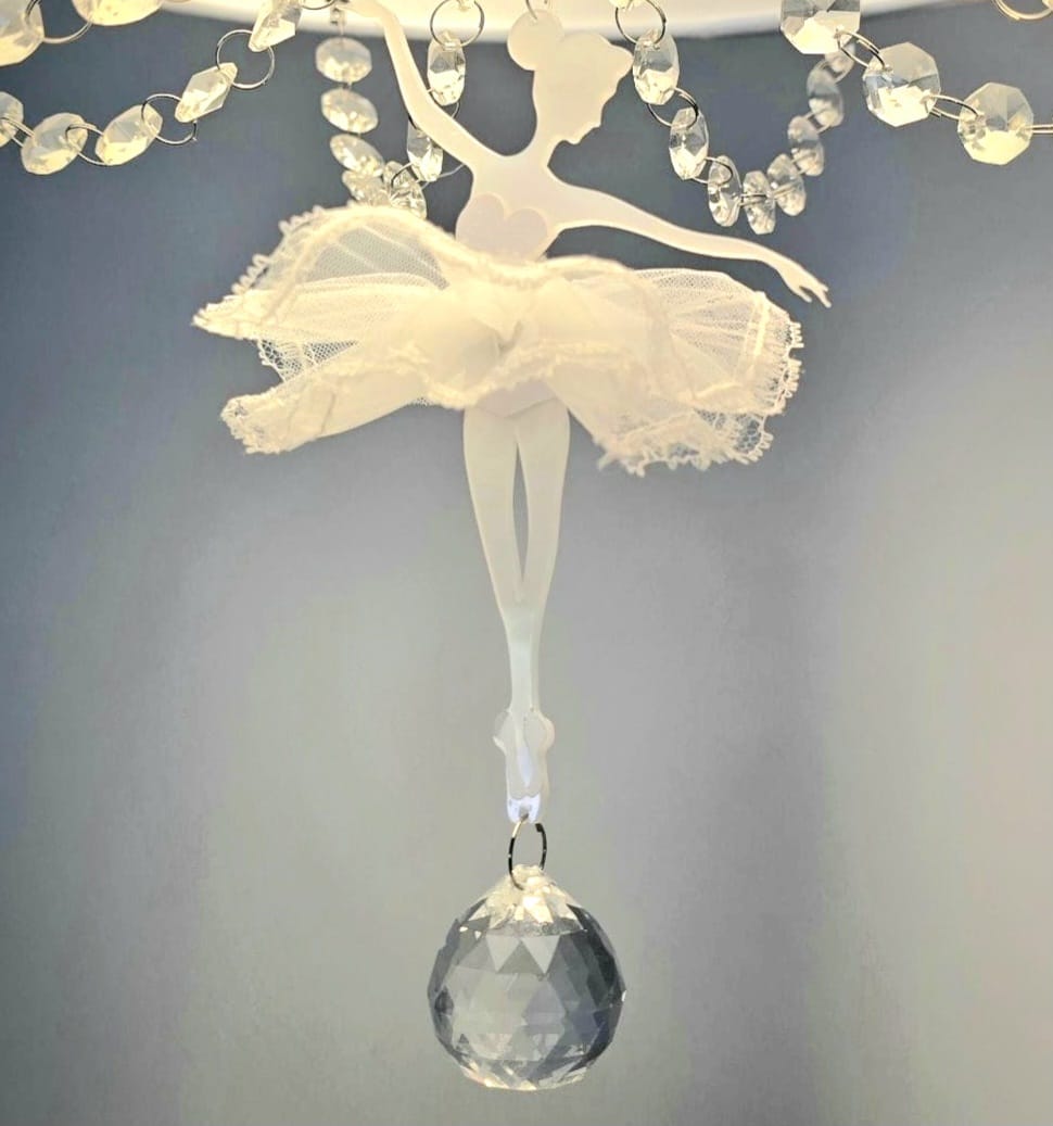 Plafon Bailarina Rosa 30x15 Com Cristal 2 Em 1