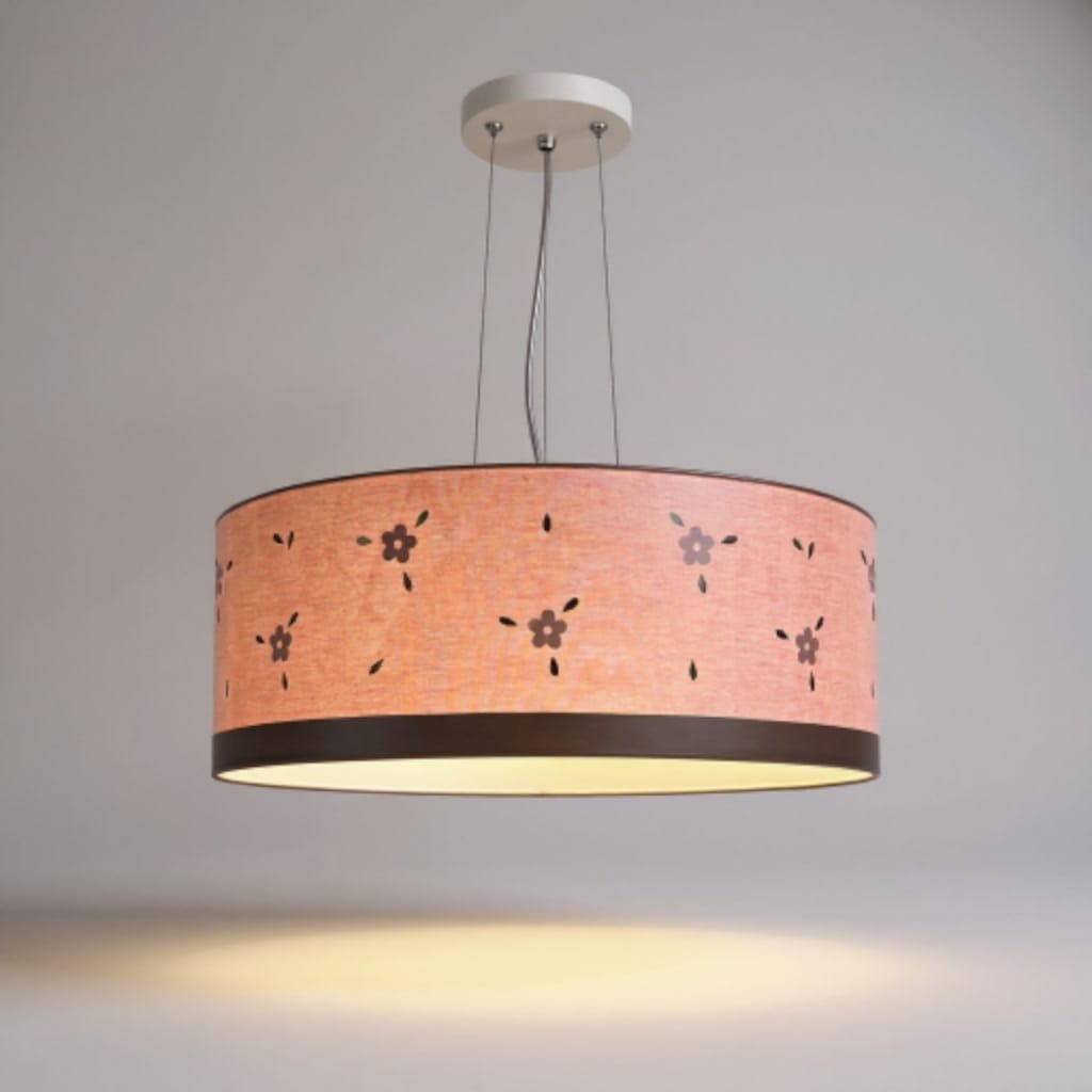 Luminária de Teto Pendente Flores 40x15 Bege 2 em 1 Tom Luz