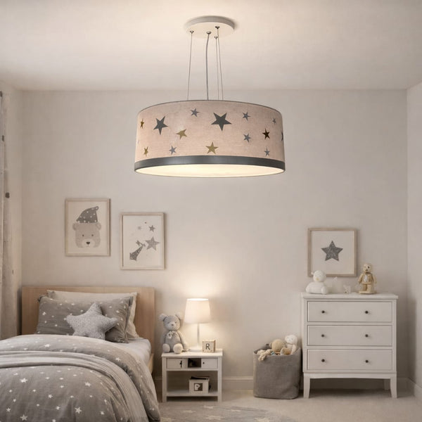 Luminária de Teto Pendente Infantil Estrelas 40x15 2 em 1