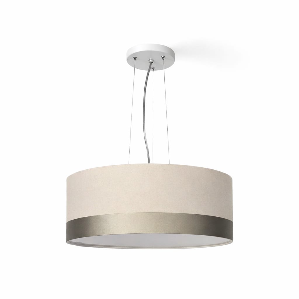 Lustre Pendente Cúpula Branco com Detalhe Bronze 40x15