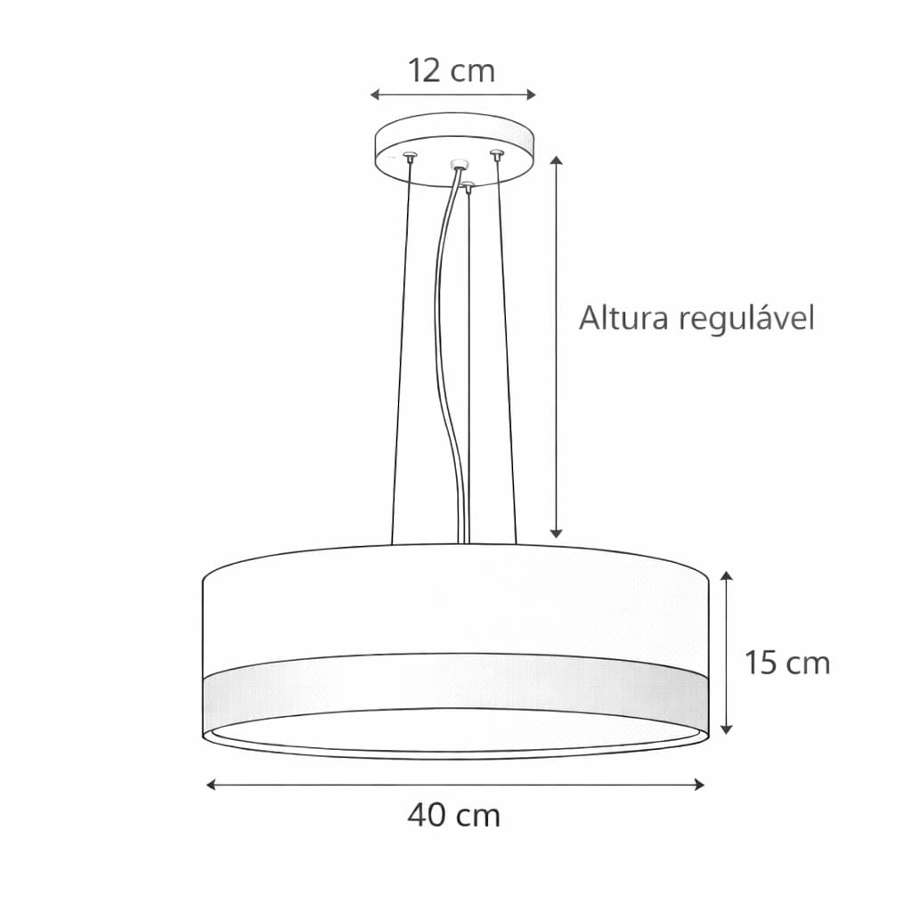 Lustre Pendente Cúpula Branco com Detalhe Bronze 40x15