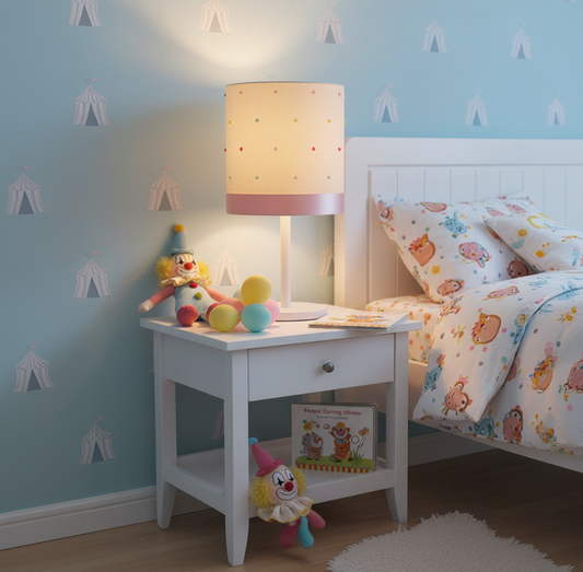 Abajur Infantil Pérolas Coloridas- Base slin branca 20X42