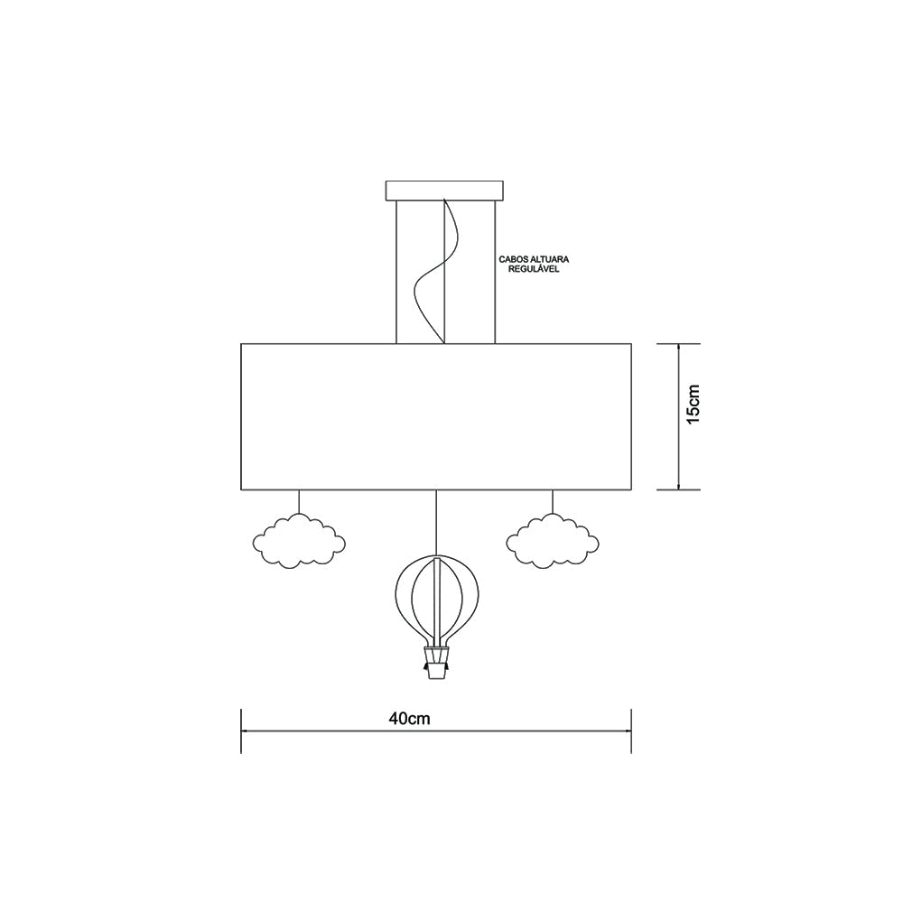 Luminária de teto Pendente Balão Cúpula 40x15cm